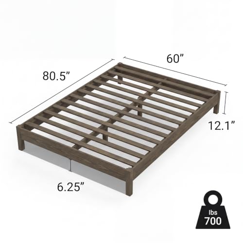 Image of LIFEMENT Queen Bed Frame Signature Wood Platform, Noise Free, Under Bed Storage, No Box Spring Needed, Easy Assembly, Gray