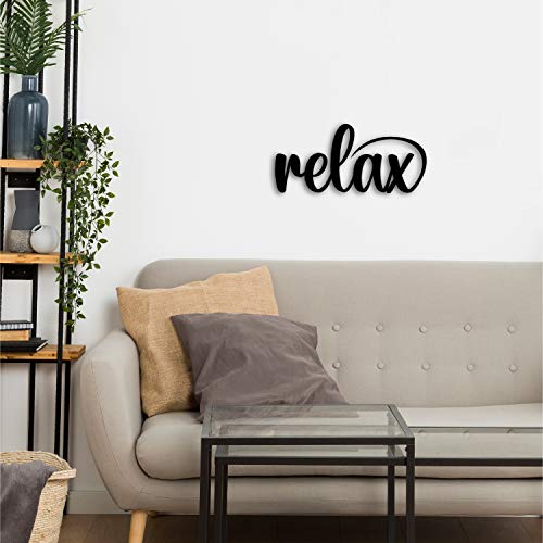 Image of eCraftIndia Relax Black Engineered Wood Wall Art Cutout, Ready to Hang Home Decor