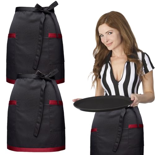 2 Pièces Tablier Taille avec 2 Poches pour Hommes Femmes,44x69cm Court Demi Tabliers,Ajustable...