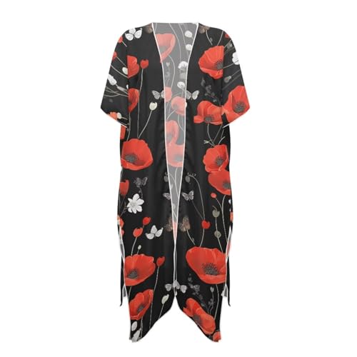Women's Boho Long Kimono Cardigans Lightweight Beach Bathing Suit Cover Ups4