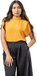 RFA Short Sleeve Womens Blouse With Lace, M, Orange