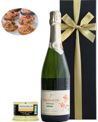 Amazon Co Jp 結婚祝い お祝い 結婚記念日 誕生日 ワインとグルメのギフト スパークリングワイン フランス ローヌ やや甘口 750ml ジャイアンス クレレット ド ディー トラディション ビオ Bio 泡 オレンジ風味のカモのビオテリーヌ オーガニック 鴨肉