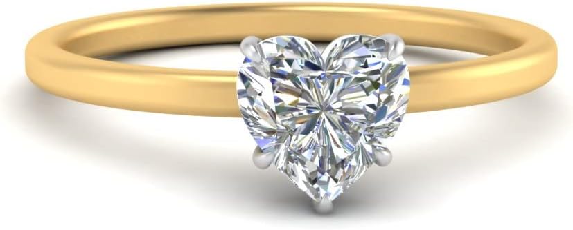 Choose Your Gemstone 2 Tone Thin Solitaire Ring Yellow Gold Plated Heart Shape Solitaire Engagement Rings Everyday Jewelry Wedding Jewelry Handmade Gifts for Wife US Size 4 to 12