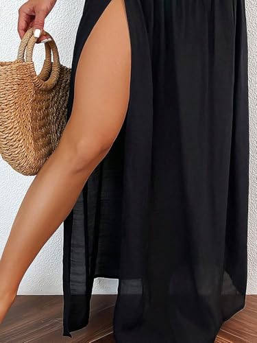 Women Casual Slit Cover Up Skirt Summer Beach Midi Long Skirt4