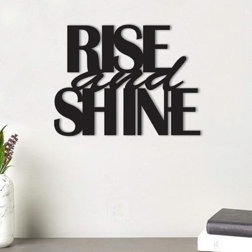 Image of Art Street MDF Plaque Rise And Shine Quote Painted Cutout Ready To Hang Home Decor Wall Art decor (Size 6.9 x 9 Inch)