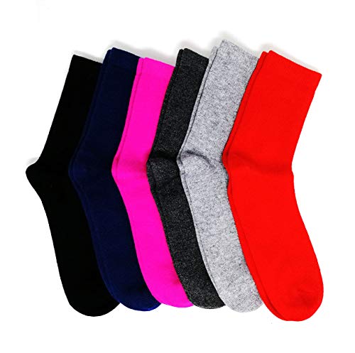 Image of Pure Cashmere Thick Unisex Men Women Crew Mid Calf Causal Socks, Smooth Toes and Heel Sewed by Handwork