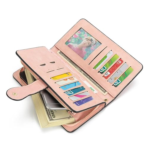 Cowhide anti-theft brush ladies wallet long vintage wallet zipper clutch4