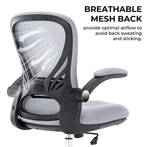 Hramk Office Drafting Chair With Flip-Up Arms, Tall Office Chair For Standing Desk, Extended Height Desk Chair With Foot Rest (Grey) #TOP5