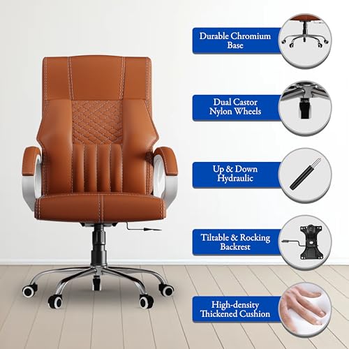 Image of FUGO FG21 Ergonomic Office Chair,Adjustable Height,Cushioned Back&Seat,Tilting Mechanism,Heavy Duty Metal Base,Dual Nylon Casters,Comfortable Desk Chair for Work,Home Office,3-Year Warranty (Tan)