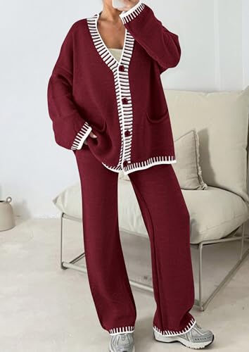 PRETTYGARDEN Lounge Sets for Women Fall 2025 Loungewear 2 Piece Outfits Cardigan Sweaters Track Suit Matching Winter Clothing
