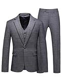 Maßgeschneidert Yaflonjaa Herren Checked Suit 3 Stück Notch Revers Smokings EIN Knopf Jacke Weste & Hose Set Business Rede