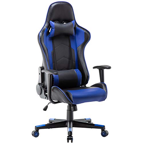 Polar Aurora Gaming Chair Racing Style High-Back PU Leather Office Chair Computer Desk