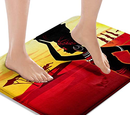 Britimes Bath Mats For Bathroom, Bathroom Mats Rugs No Silp, African Woman Washable Cover Floor Rug Carpets Floor Mat Bathroom Decorations 16X24 Inches For Kitchen Bedroom Indoor #TOP22