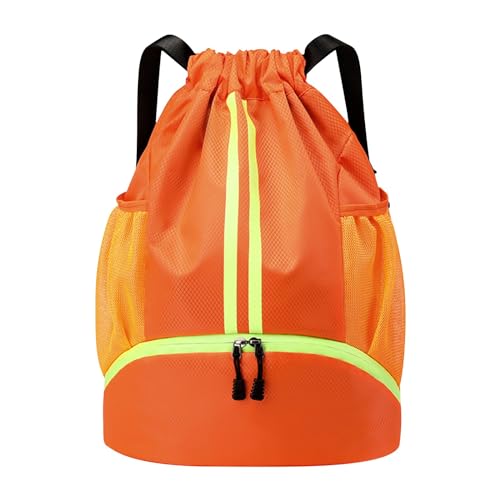 Mochila deportiva para natación, gimnasio, con compartimento para zapatos y bolsillo a prueba para mujeres y hombres, hecho a mano, naranja, A