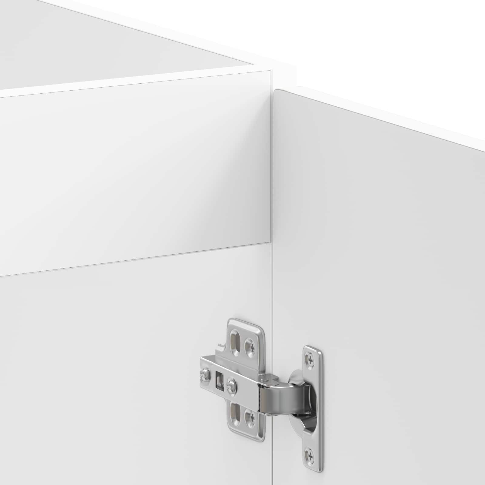 Hothingwell - Mueble bajo fregadero (80 x 46 x 81,5 cm), color blanco brillante | Puertas rasantes, Manijas de arco negro, patas poste, almacenamiento de cocina