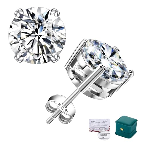 Imitation Diamond Earring 18K White Gold Vermeil 925 Sterling Silver Moissanite Earring 0.6-4 CT D Color VVS1 Clarity Moissanite Stud Earring Imitation Diamond Earring for Women Jewelry Gift