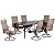 Hanover Brigantine 7-Piece Outdoor Dining Set, Weather-Resistant Patio Dining Set for 6 with Rectangular Table and Sling Swivel Rockers for Backyard, Patio, Deck, Porch, Pergola, Poolside