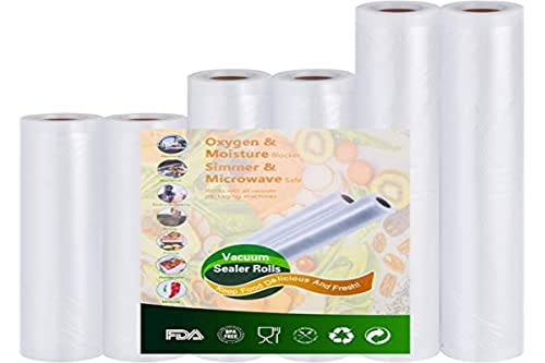 Sac sous-vide alimentaire pour appareil sous-vide cuiseur - 6 rouleaux 20 x 300cm et 28 x 300cm et 15 x 300cm sans BPA, Approuvé par la FDA, Qualité Commerciale Cover