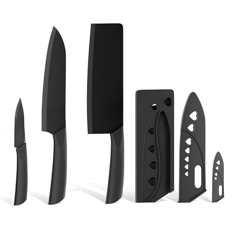 Knife Set with Sheaths, Chef, Utility, Paring Knives, Sharp Blade Kitchen Tool for Slicing Dicing Fruits Vegetables. (3 pcs Set)