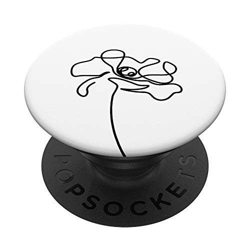 Mohnblume Linienzeichnung PopSockets mit austauschbarem PopGrip Cover