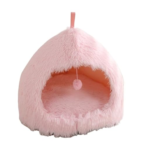 Mizoki ペット用ねこベッド ペット用いぬベッド 長毛ボア保温 半囲み設計 おもちゃ付き 安全感アップ 快適な眠り 猫・犬用