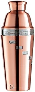 Oggi Dial-A-Drink Copper Plated 34 Ounce Cocktail Shaker featuring 15 Classic Recipes