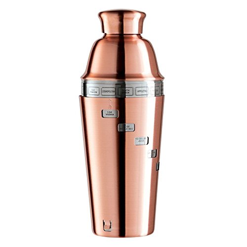 Oggi Dial-A-Drink Copper Plated 34 Ounce Cocktail Shaker featuring 15 Classic Recipes