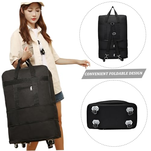 24 Inch Medium Duffle Bag with Wheels Foldable Duffle Bag for Travel with Handle Shoulder Strap Oxford Cloth Waterproof Rolling for Check-In Moving Homes2