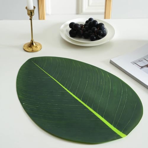 Set de table feuille vert KnSam rectangulaire 32x47cm lavable et design - 4