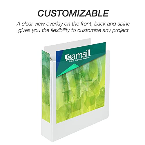 Image of Samsill Plant-Based 3 Inch Durable D-Ring Binder, View Binder, Eco-Friendly, USDA Certified Biobased, 12 Pack, White
