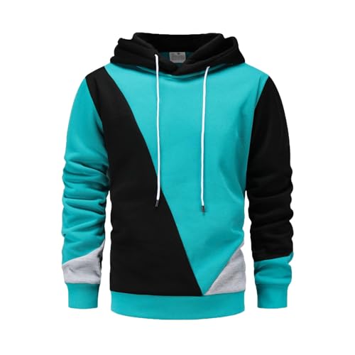 Hoodies for Men 2025 Oversized Long Sleeve Pullover Casual Loose Colorblock Drawstring Hooded Sweatshirt