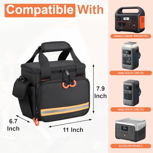 Portable Station Bag Compatible with Jackery Portable Power Station Explorer 160/240/300, with Plenty of Room for Accessories, Waterproof and Non-slip Bottom, and Abrasion-resistant Nylon Fabric