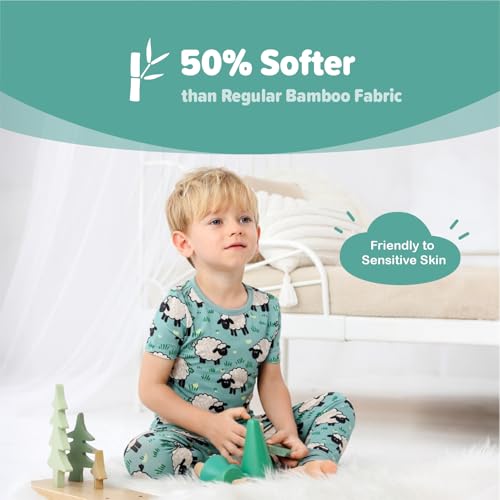 Image of Kids 2-Piece So Soft Playtime Set-Lightweight Viscose from Bamboo Short Sleeve Top&Leggings for Toddler Boy & Girls