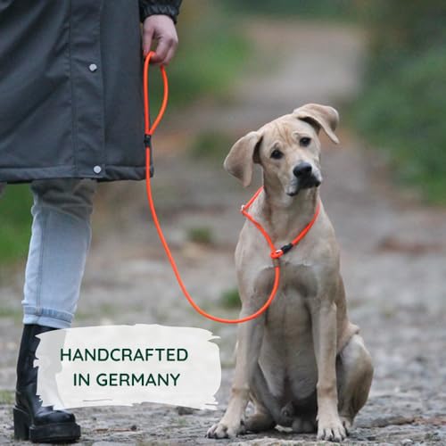 Romneys Moxon-Leine Biothane Neon Pro – handgefertigt in Deutschland, wasserfeste Trainings- & Jagdleine in Neon, robust & wetterfest, Länge 130 cm x 6 mm (Neon-Orange)