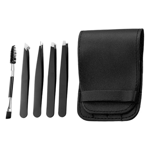 Kit de pinzas para depilar, pinza de precisión de punta fina | Kit de pinzas de 5 piezas para vello facial, para pestañas encarnadas uso en casa diario salón viaje maquillaje
