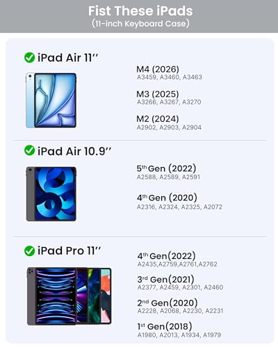 Image of typecase Edge Keyboard Case for iPad Air 11-inch(M4 /M3 /M2, 2026 /2025 /2024), iPad Pro 11 inch (4th /3rd /2nd /1st Gen) & iPad Air 10.9 inch 5 /4th Gen, Multi-Touch Trackpad, 11-Color Backlight, White
