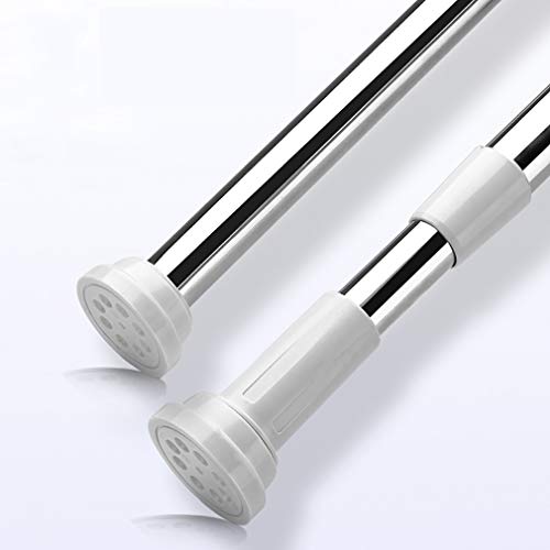 Primavera carga tensión barra de la cortina, ducha extensible 90-160cm cortina Rail 304 de acero inoxidable sin perforación para Baño, Vestidor, Armario,, Polo Rail