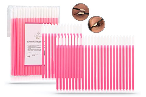 Dermal Vital  200 Stück  Microfaser  Wattestäbchen  Zubehör  Wimpern  Reinigungsstäbchen  Wimpernverlängerung  Microblading  Applikator  Farbe: Pink Cover