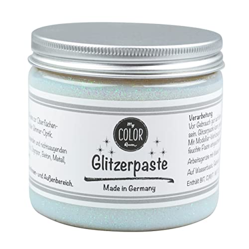 My COLOR Room® Glitzer-Paste (Regenbogen, 190ml) Glitzerfarbe mit sehr viel Glitter zum Basteln auf Wasserbasis, funkelnde Effekt-Paste - Farbe für Glas, Pappe, Leinwand, Holz ... Made in Germany Cover