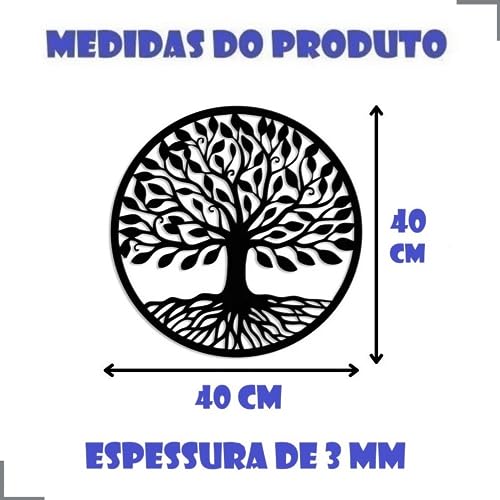Quadro Mandala Árvore Da Vida Em Mdf Preto 40 Cm Decoração Sala Quarto