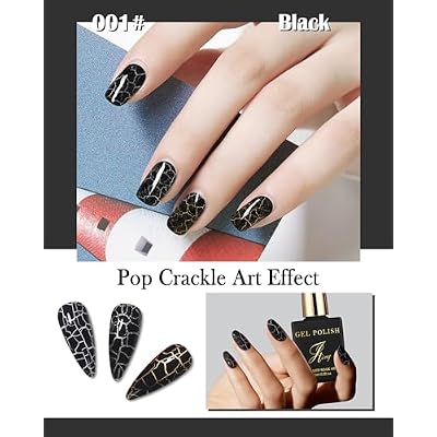 3D Crackle Gel Nail Polish Set, White Base Color & Black Crackle Nail Gel Glue Polish, Magic Burst Art Longlasting Cool Crackle Pattern, Air-drying Styling, UV Lamp Needed Nail Gel Glue Polish-13+12
