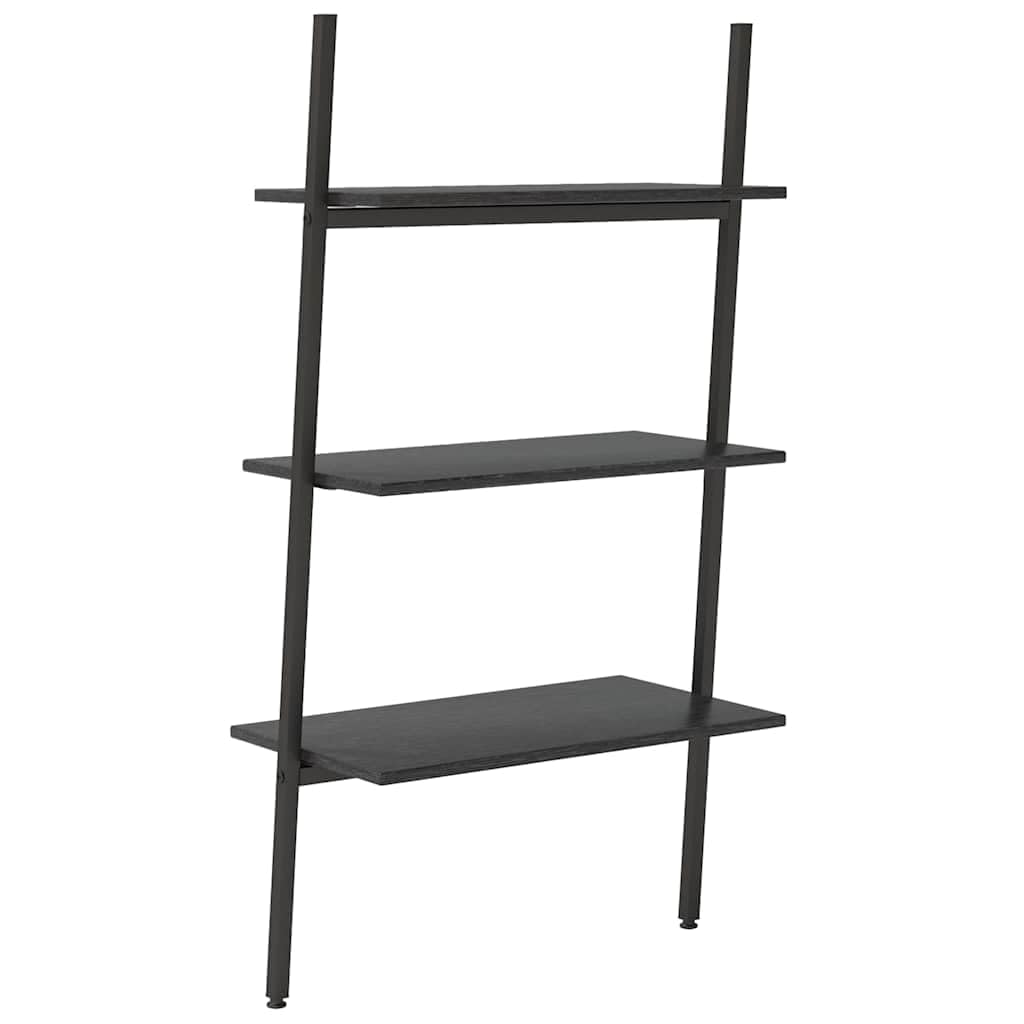 Leiterregal mit 3 Böden Schwarz 64x34x116 cm stabiles Standregal für Bücher, Akten, Dekorationen ideal für Büro, Wohnzimmer, Kinderzimmer, Flur, mit Wandhalterung für sicheren Stand