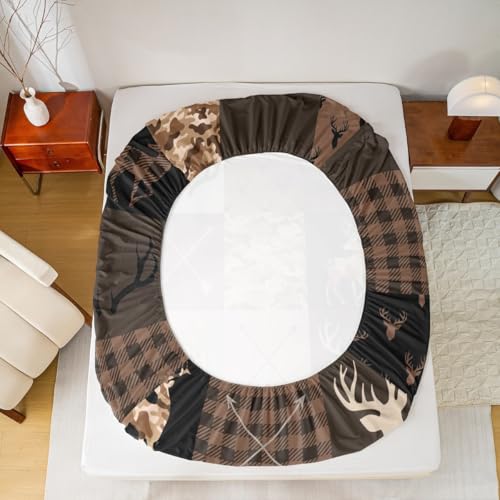 Parure de lit 2 pièces motif cerf camouflage avec 1 taie d'oreiller pour lit simple