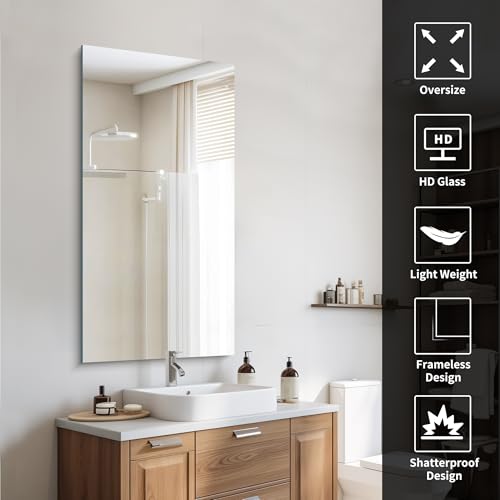CILIBER Frameless Mirror, 24x48 inch Bathroom Mirrors for Wall, Upgraded Shatterproof Vanity Mirror Over Sink with Polished Edge for Bathroom,Bedroom,Living Room and Entryway by CILIBER - Image 6