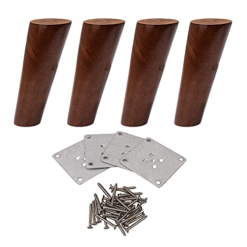 4Pcs 6inch Sofa Legs Walnut Color Oblique Tapered Reliable Wood