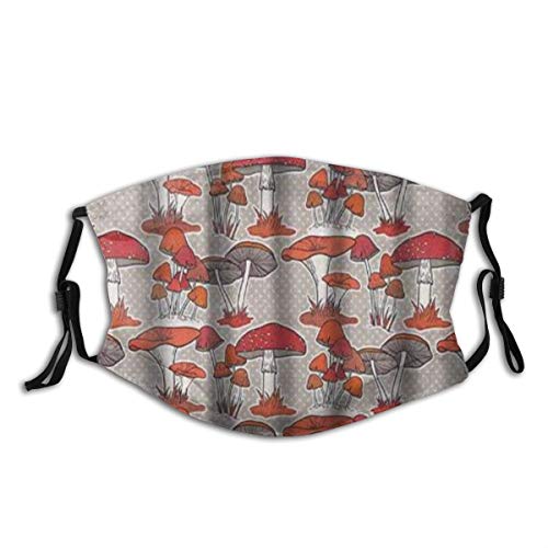 Preisvergleich Produktbild ADONINELP Pilze Muster Gesundes essbares Herbstdschungelbäume Natürliches Bio-Gemüse Schwarze Staubschutz, Wiederverwendbare und waschbare zum Laufen, Radfahren, Skifahren, Outdoor-Aktivitäten