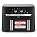 Tefal Dual Easy Fry Heißluftfritteuse, 8,3 L Air Fryer, zwei spülmaschinenfeste Körbe, 7-in-1, 6-8 Portionen, 15 Jahre Reparierbarkeit, energiesparend, schwarz, EY9018