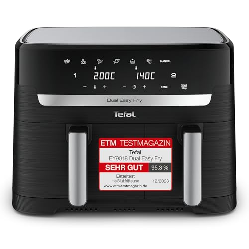 Tefal Dual Easy Fry Heißluftfritteuse, 8,3 L Air Fryer, zwei spülmaschinenfeste Körbe, 7-in-1,...