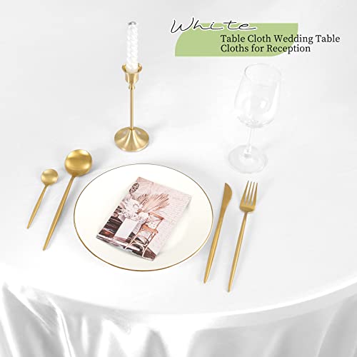 Lumaycens 15 Pack 90 Inch White Round Tablecloth Satin Tablecloth, Tablecloth For Wedding Party Wedding Table Cloths For Reception Table Cloth Round Cover #TOP4