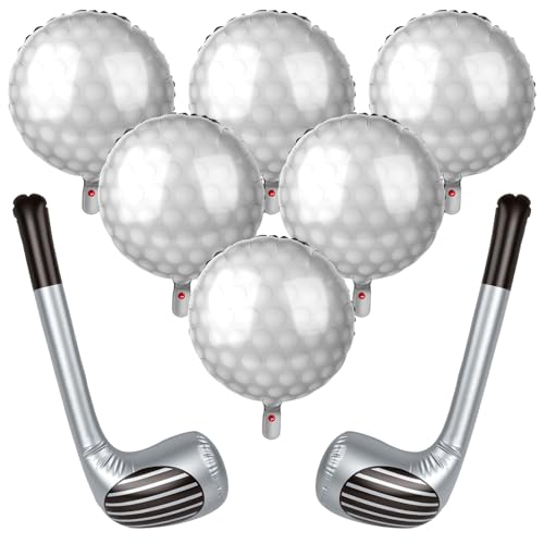 Atiloy 8 PCS Golf Balloons Kit 17.3 Golfs Ball Balloons and 27 Golf Club Balloon for Birthday Party Decorations Golfs Themed Party Sports Birthday Party Decorations